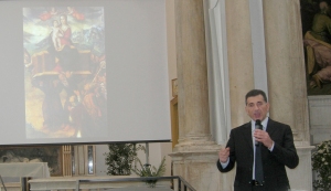 Alfio Nicotra presenting Madonna dell'Itria by Sofonisba